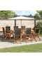 9 Piece Garden Dining Set Solid Wood Acacia and Textilene