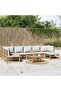 8 Piece Garden Lounge Set with Light Grey Cushions Bamboo