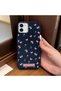 iPhone 12/12 Pro Compatible Blue Leather Textured Silicone Protects Camera Shock-Absorbing Case Flower