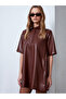 90934 Faux Leather Mini Shirt Dress - 3