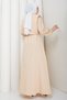 Bolero Elastic Waist Hijab Dress Beige Hm262756 - 6