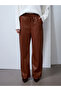 72230 Elastic Waist Faux Leather Trousers - Caramel - 3