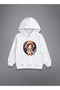 Astronaut Girl Printed White Children's Hooded Sweatshirt
