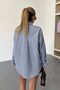 Women's Long Sleeve Tie Detailed Striped Shirt Navy Blue - 26Y 2123 - 5