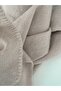 Ucu Çoban Stitched Soft Knitwear Long Beige Shawl 43X220 cm - 4
