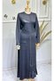 Women's Crystal Combed Cotton Fabric, Stone and Leather Detailed Dress - 2