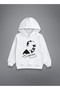 Mustafa Kemal Atatürk Printed White Kids Hooded Sweatshirt