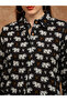 Women Black Collared Tribal Print Shirt Tunic - 4