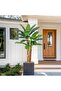 Artificial Banana Tree with Grey Planter, Faux Banana Leaf Plant for Home Office - 5