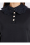 Women Black Polo T-Shirt with Lace Collar - 4