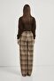 Plaid Palazzo Pants Beige - 6