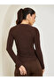 Women Brown Pearl Embellished Knit Top - 5