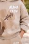 Girl's Digital Floral Print and Aloha Crew Text Detailed Beige Tracksuit Set - 4