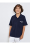 Boys Navy Blue LA Print Collared Shirt - 3