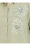 Women Green Floral Embroidered Long Sleeve Shirt - 4