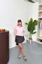 Women's Long Sleeve Accessory Detailed Crop Shirt Pink - 26Y 2126 - 3
