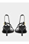 Black Strappy Sandals with Gold Detail - 4