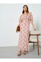 Women Beige Floral Cape Sleeve Sheath Maxi Dress