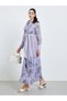Women Lilac Floral Print Long Sleeves Maxi Dress
