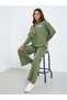 Women Olive Hoodie and Wide Leg Pants Co-Ords