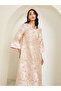 Women Pink Floral Jacquard Maxi Jalabiya - 2
