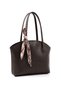 Black / Brown Shk296 Faux Leather Zippered Single Compartment, 2-Piece Hand, Arm and Shoulder Bag Set (Shk274) - 7