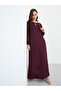 Women Burgundy Tie-Up Neck Jalabiya