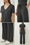 Comfortable Flexible Knitted Top and Bottom Set Lby0006 Anthracite - 3