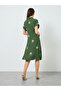 Women Green Embroidered Belted Knee-length Dress - 5