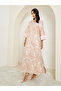 Women Pink Floral Jacquard Maxi Jalabiya - 3