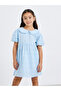 Girls Blue Schiffli Puff Sleeve Mini Dress - 2
