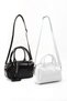Wrinkled Textured Black/Wrinkled Textured White Shk299 Faux Leather 2-Piece Hand, Arm, and Shoulder Bag Set (Shk207-S)