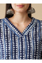 Women Blue Geometric Stripe Printed Straight Kurta and Pants Set - 4