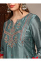 Women Teal Zari Embroidered Kurta with Wide Leg Pants and Dupatta Set - 4