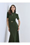 Women Olive Green A-Line Midi Dress