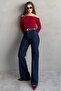 Navy Blue Wide Leg Women's Trousers Sh351 - 4