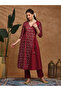 Women Maroon Floral Foil Print Kurta with Pants Set - 6