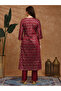 Women Maroon Floral Foil Print Kurta with Pants Set - 3