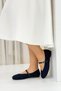 Women's Stone Detailed Buckle Ballerina Flats Black, Navy Blue - 4