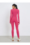 Women Pink Stitch Thumbhole Top and Leggings Set - 5