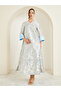 Women Blue Floral Jacquard A-Line Jalabiya - 3