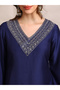 Women Blue Sequin Zari Embroidered Kurta with Pants Set - 4