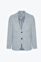 Men's Indigo Slim Fit Slim Fit Mono Collar Patterned Blazer Jacket - 8