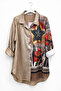 Gold Patterned Oversized Shirt-Brown