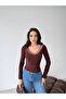 Women's Collared Lace Brown Blouse