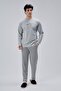 Mooncover Men's Ay Dede Embroidered Pocketed New Year's Pajama Set – Lover's Combination, Gray