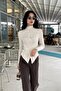 Noa Noa Collar and Waist Button Detail Sweater - Stone Stone