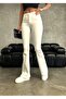 White Stretch Fabric High Waist Spanish Jean Pants - 6