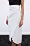 Button Detailed Pencil Skirt - Ecru - 6