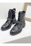 D25Kb-8410 Genuine Leather Front Buckle Detail Boots for Women